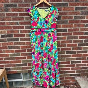 ModCloth Eyes On You Floral Ruffle Sleeve Surplice V Neck Belted Maxi Dress